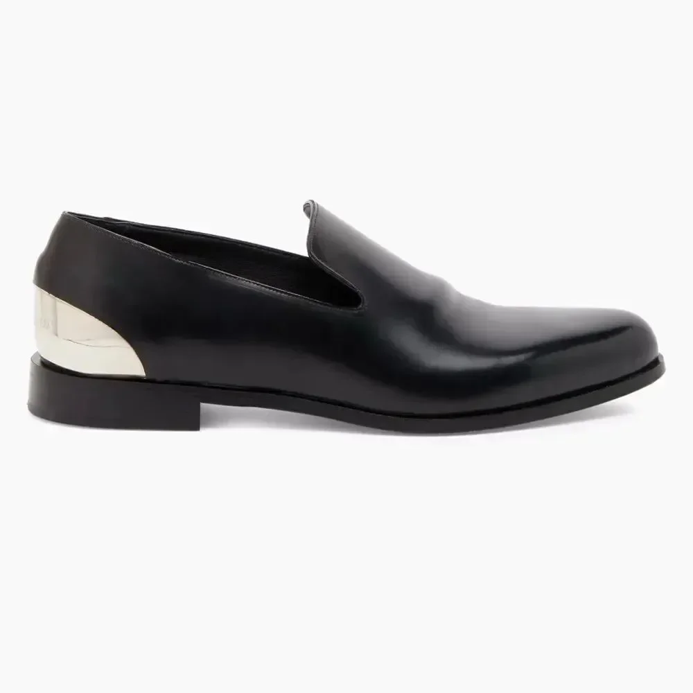 Alexander McQueen Metal Heel Leather Loafers size 43.5/us size 10.5